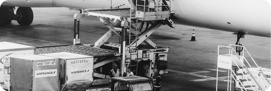 Cargo being loaded into an aircraft